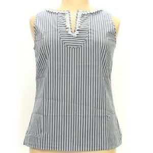 Talbots sleeveless blouse stipe Sz 16 euc